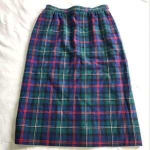 Vintage Pendleton Petite 100% Wool Plaid Pencil Midi Skirt Authentic Tartan